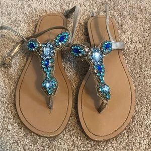 Super cute blue rinestone sandals